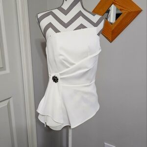 White House Black Market White Strapless Top with Embellishment